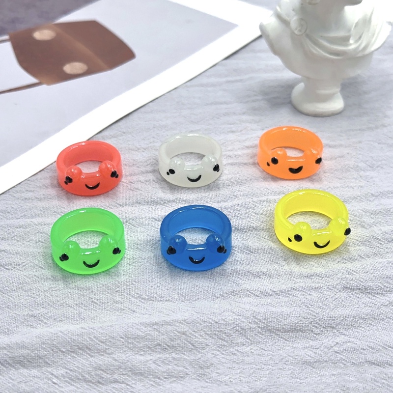 PAPAOZHU Trendy Resin Colorful Luminous Frog Ring for Women Men Kids ...