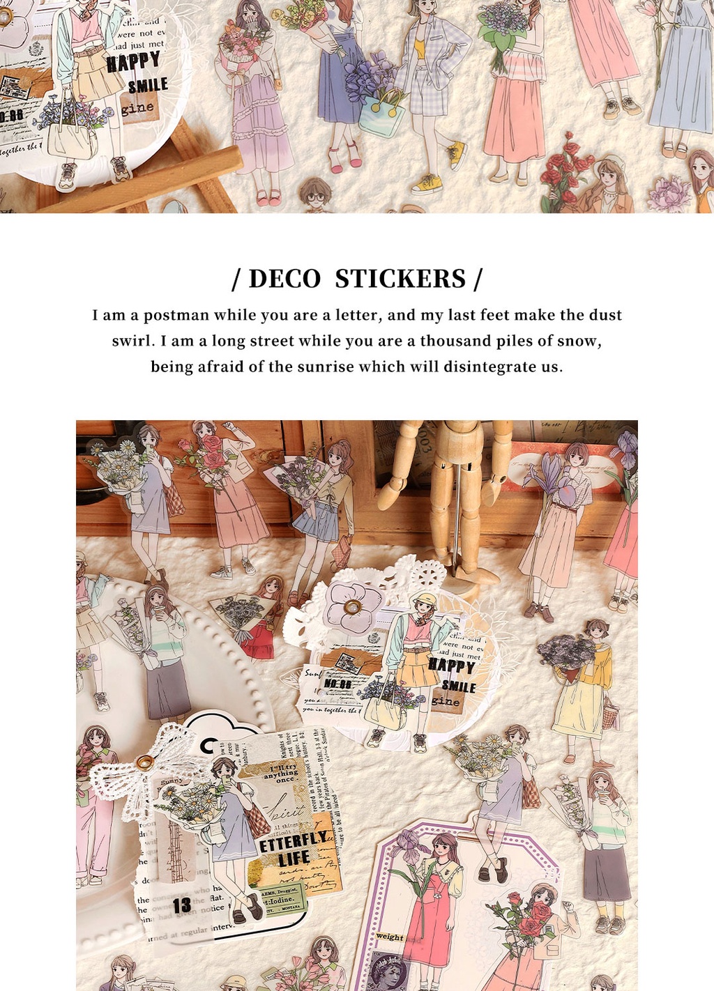 Journamm 30pcs/pack Ins Girls Stickers Waterproof PET Journaling ...
