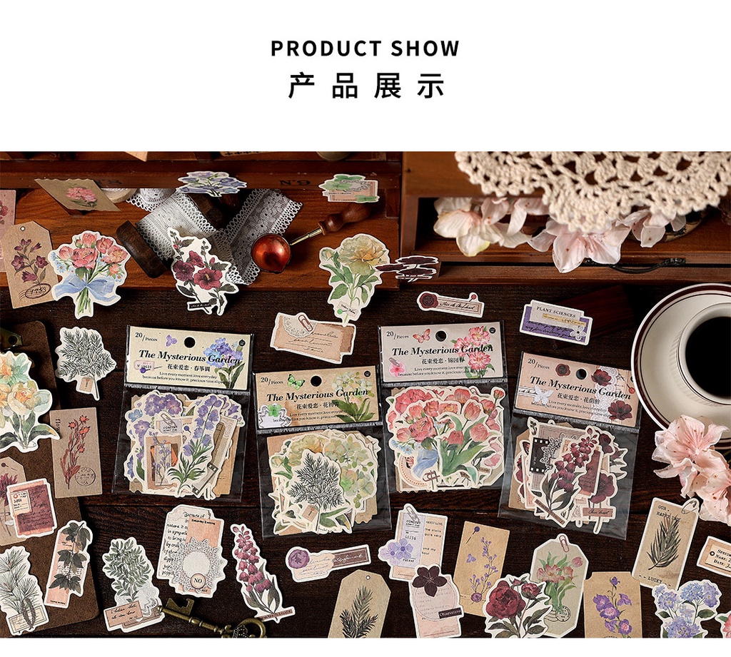 ENWEI 20 Pcs [Flower Bouquet Love Series] Vintage Journal Stickers ...