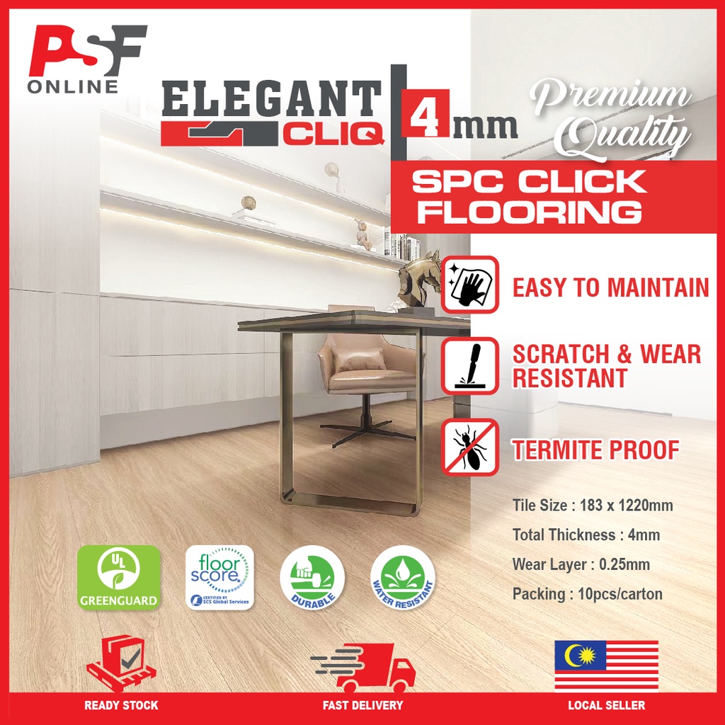 4MM SPC Flooring Waterproof & Easy Click Installation For Home Flooring ...