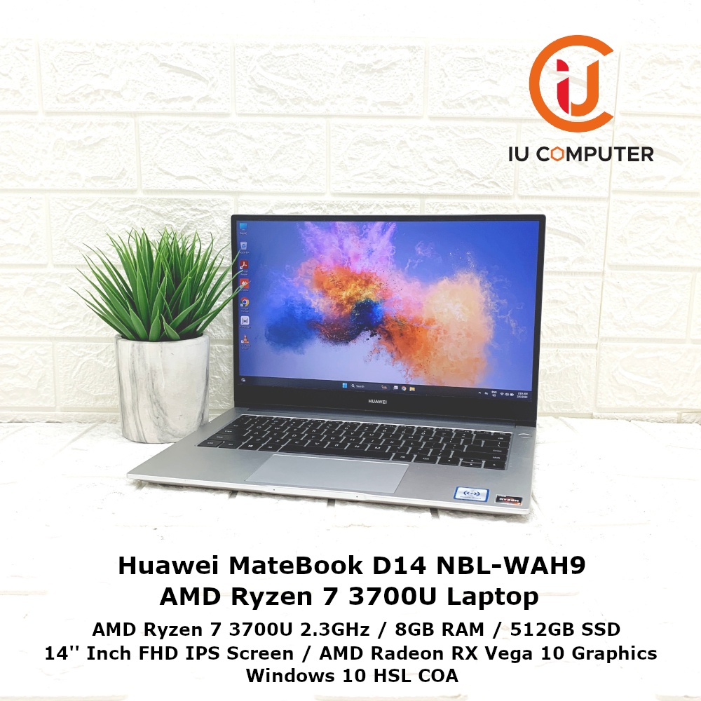 HUAWEI MATEBOOK D14 NBL-WAP9R AMD RYZEN 7 3700U 8GB RAM 512GB SSD M.2 ...