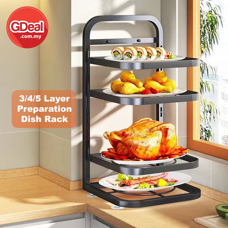 GDeal 3/4/5 Layer Adjustable Dish Rack Multilayer Food Storage For ...