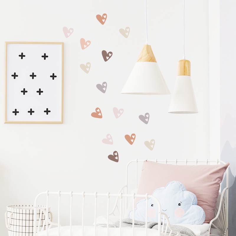 12pcs Bohemian Style Heart Shaped Wall Sticker Boho Vinyl Decals Party ...