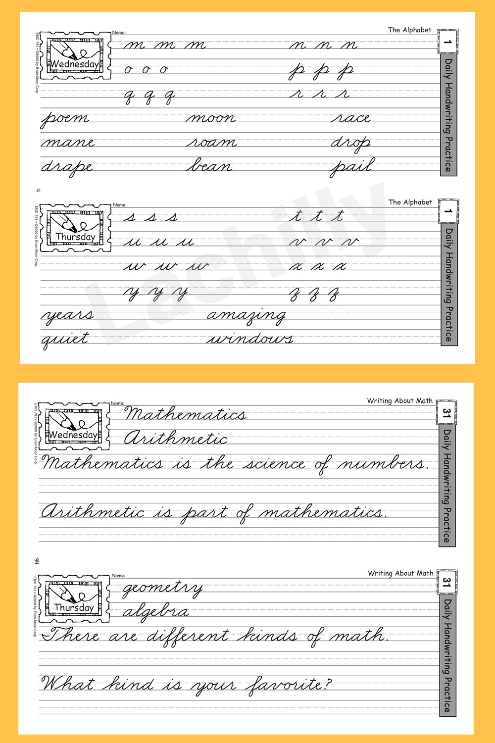 Children Daily Handwriting Practice Traditional Cursive for Kids Learn ...