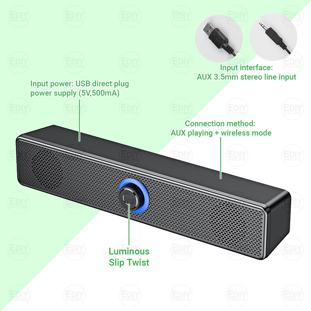 Multimedia USB Audio Speaker Amplifier Soundbar Subwoofer Bluetooth PC ...