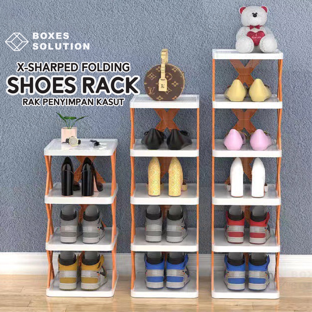 VBS READY STOCK #X Type Folding Shoe Rack Doorway Small Simple Shoe ...