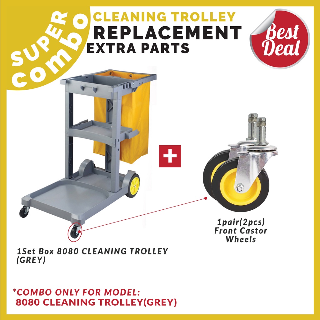 8080 MULTI PURPOSE CLEANING TROLLEY JANITOR CART FOR MOP BUCKET BROOM