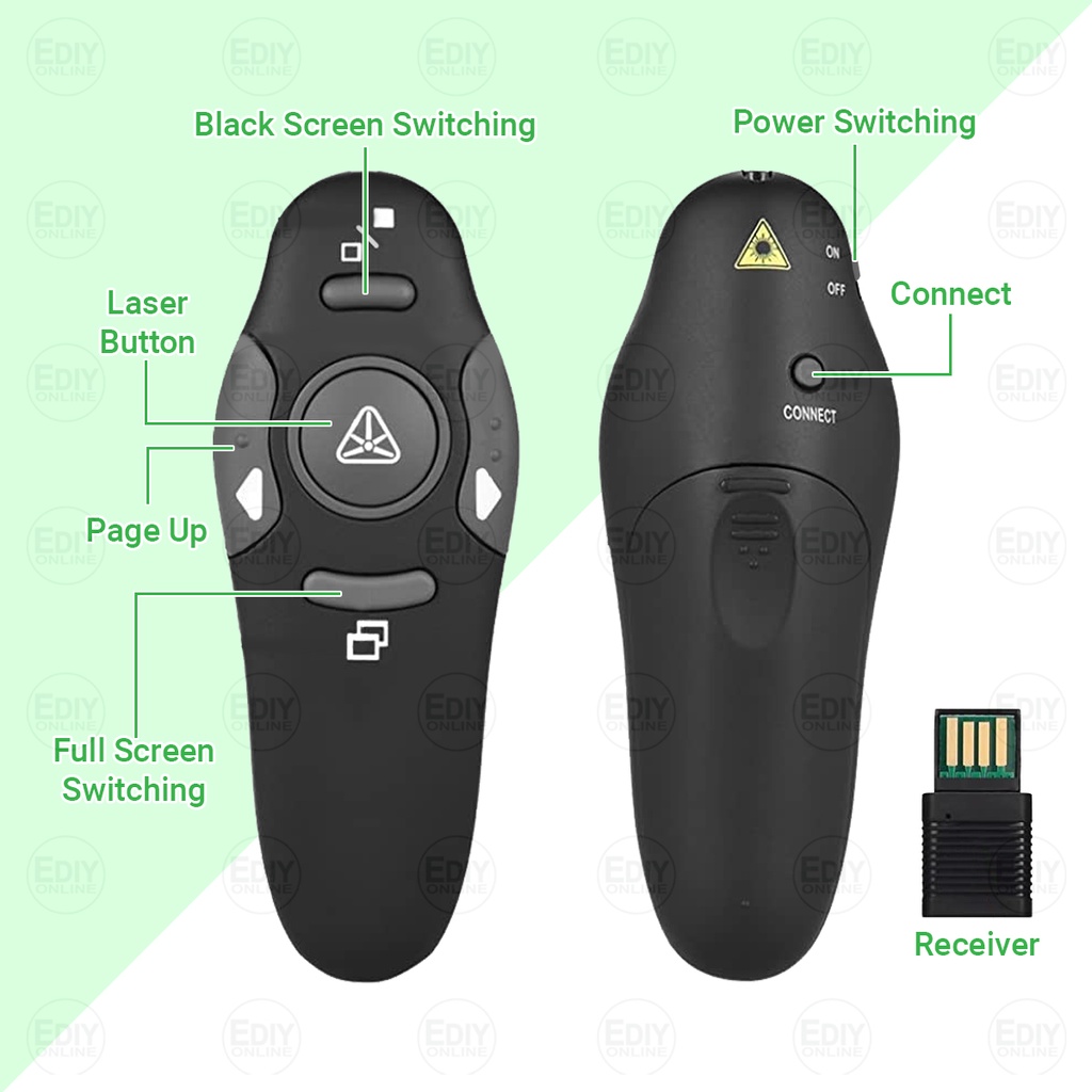 USB Wireless Presentation Slide Pointer Remote Control Clicker Flip ...