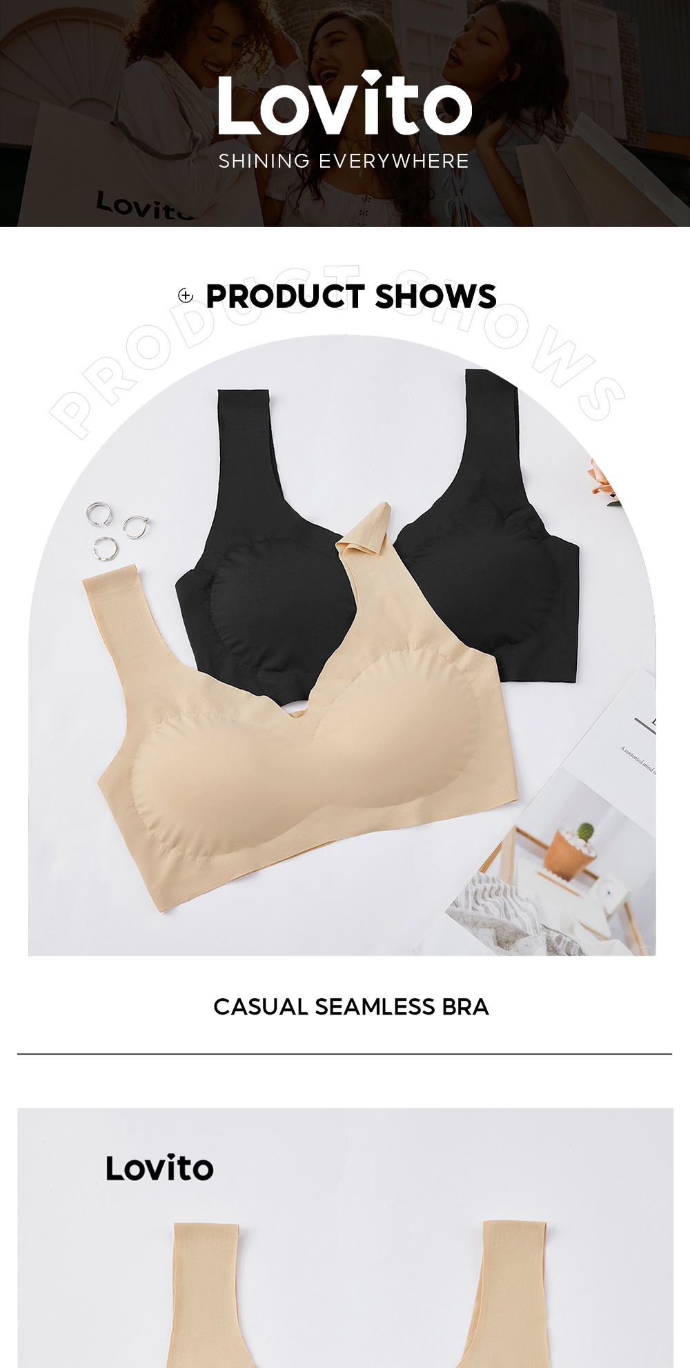 2pcs/set Wire-free Seamless Demi Bra With Removable Straps