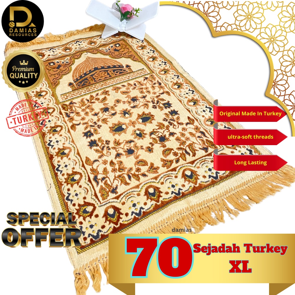 Sejadah Turki Turkey Prayer Mat sulam 115 cm x 70 cm +/ x 5mm [ XL