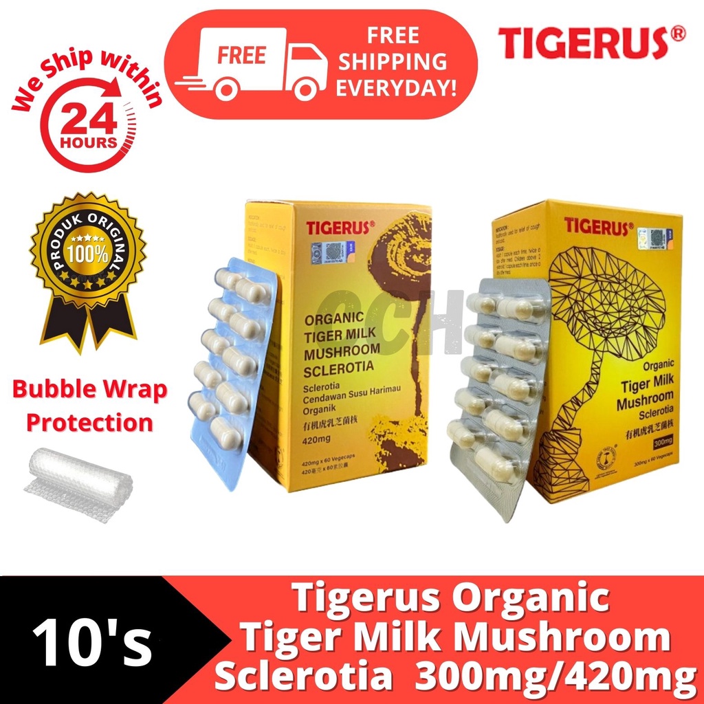 Tigerus Tiger Milk Mushroom Sclerotia 300mg420mg Cendawan Susu Harimau 10sstrip Shopee 