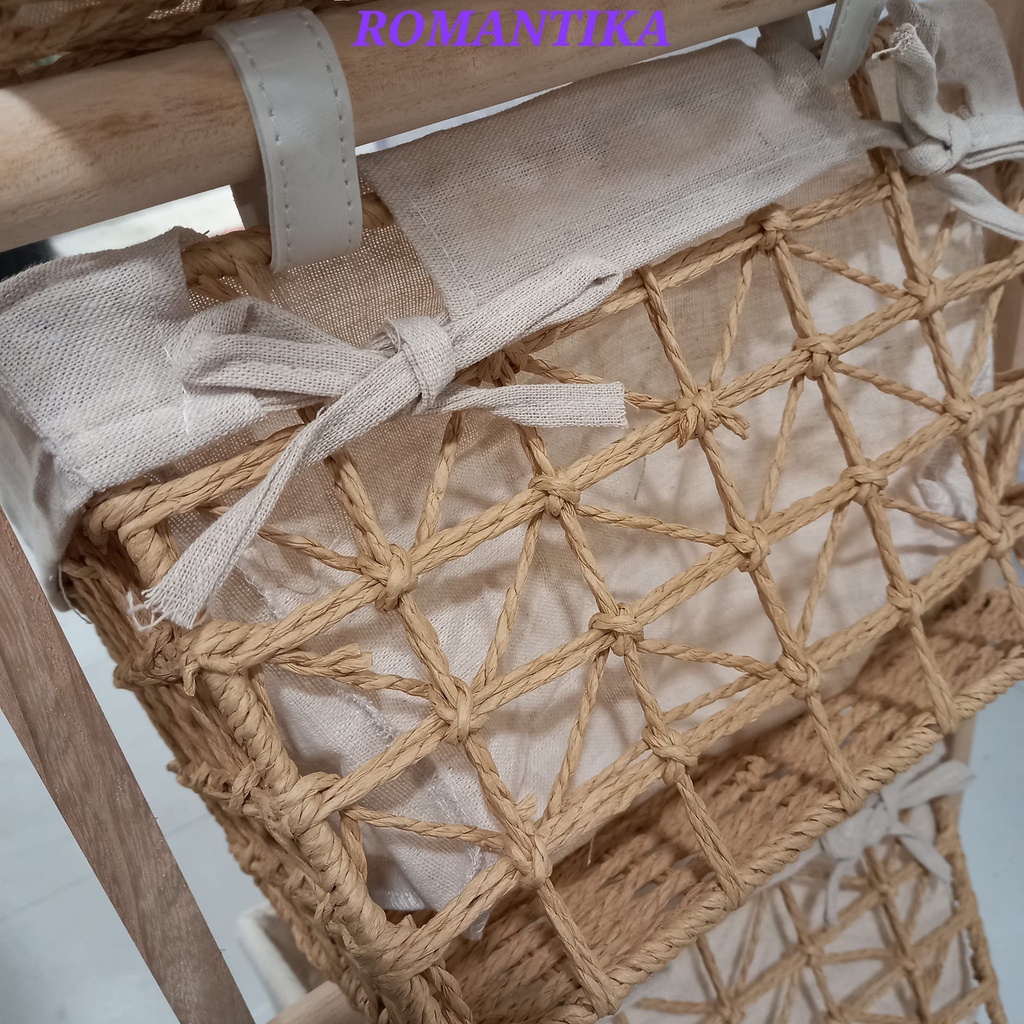 Romantika 2tier 3tier NATURAL WOVEN RACK iron storage basket organizer ...