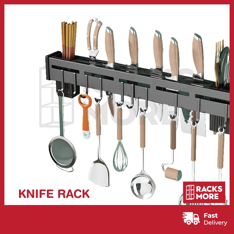 RACKSMORE Kitchen Rack Storage Wall Mounted Knife Holder Cutlery Holder ...