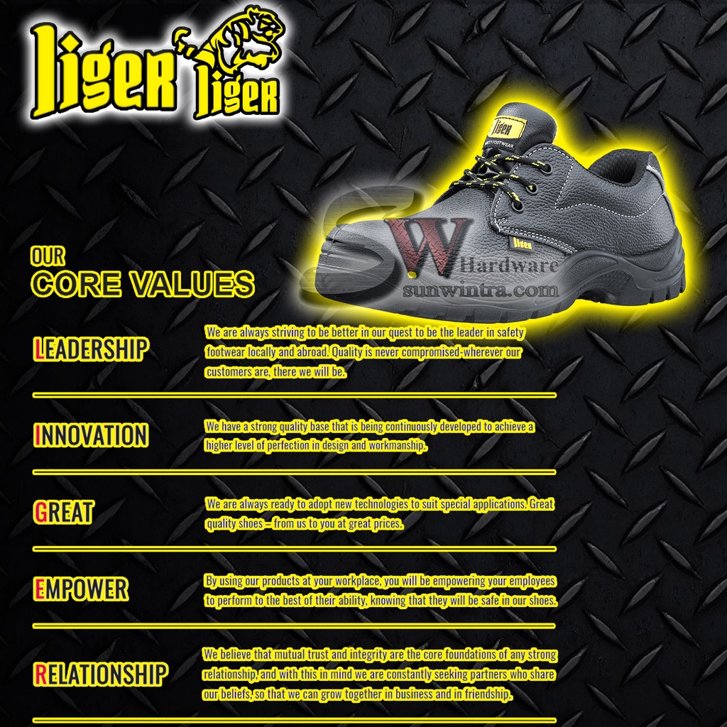 LIGER 4 Inch Low-Cut Lace-Up Sirim Safety Shoes LG-88/LG88 (Size ...