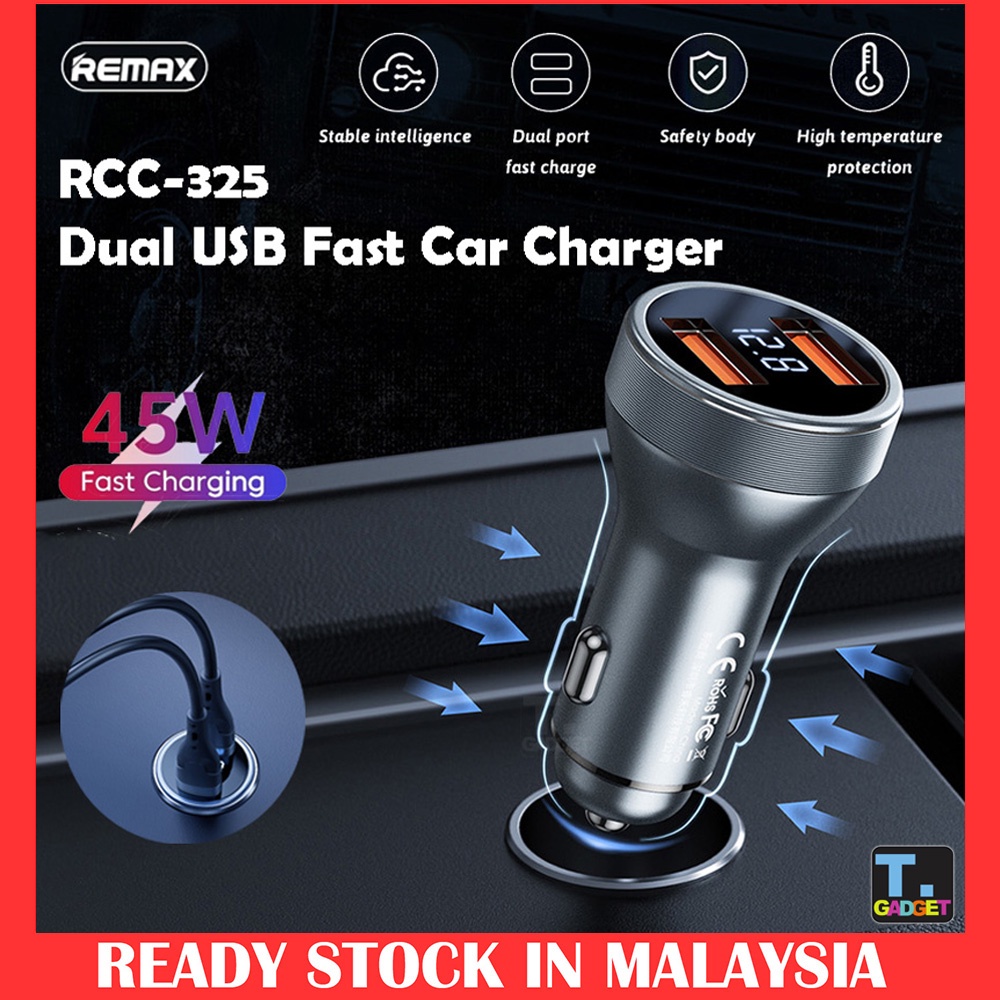 REMAX RCC-325 Car Charger Fast Charging 45W 2USB Multi-Compatible ...