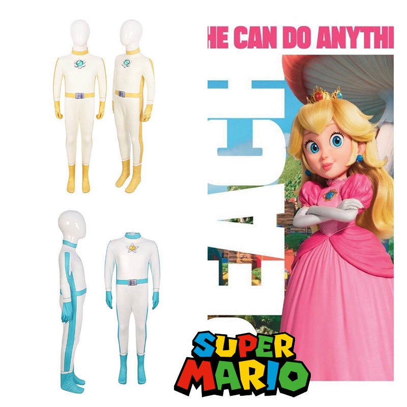 Princess Peach Cosplay Costume Super Mario Onesie Dress For Girls