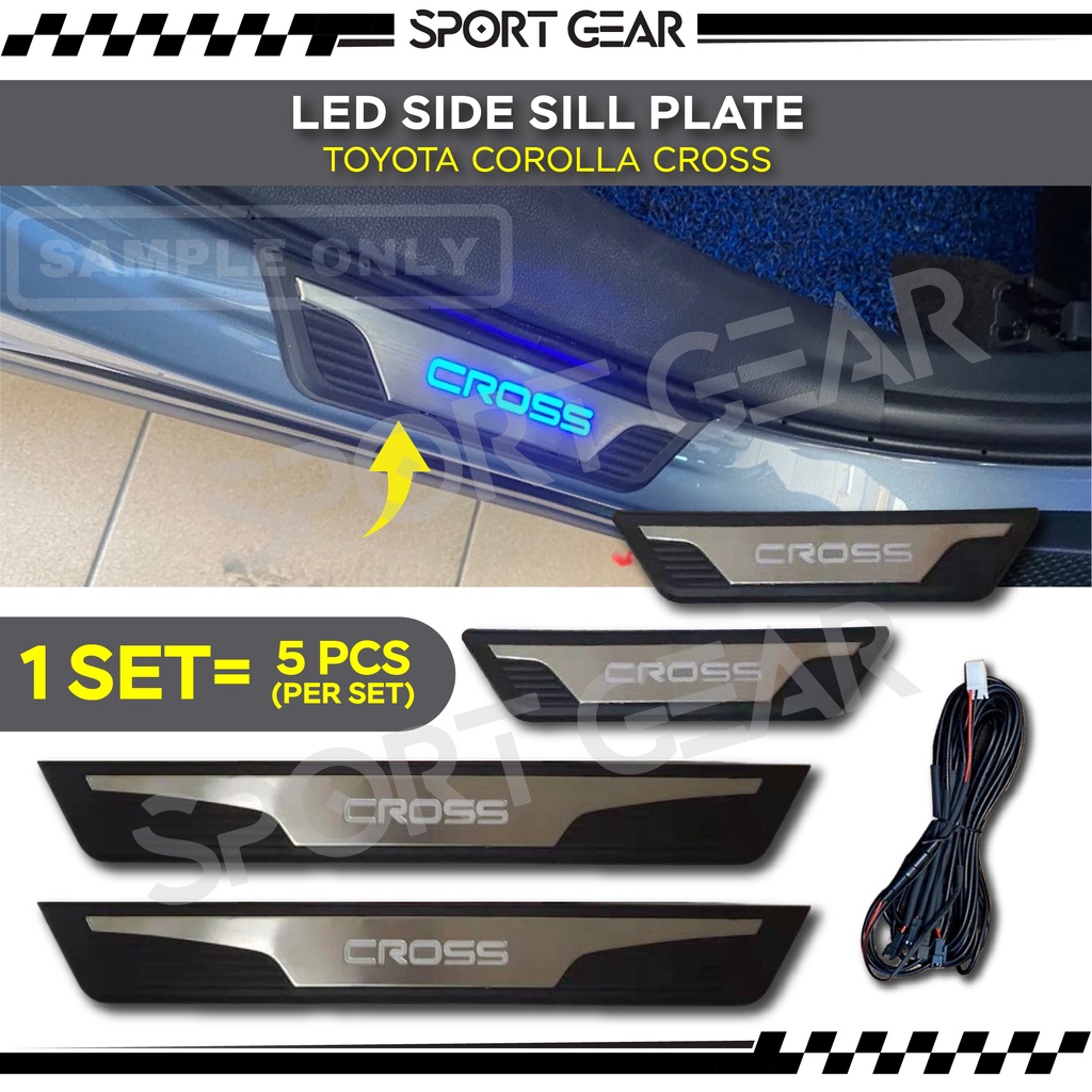 Car LED Door Side Sill Step Plates Stainless Toyota Corolla Cross 2021