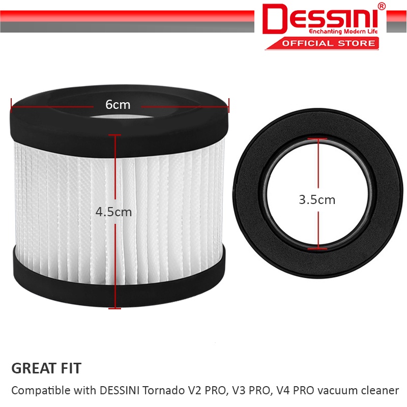 DESSINI ITALY Tornado PRO HEPA Cartridge Filter Replacement Dust ...