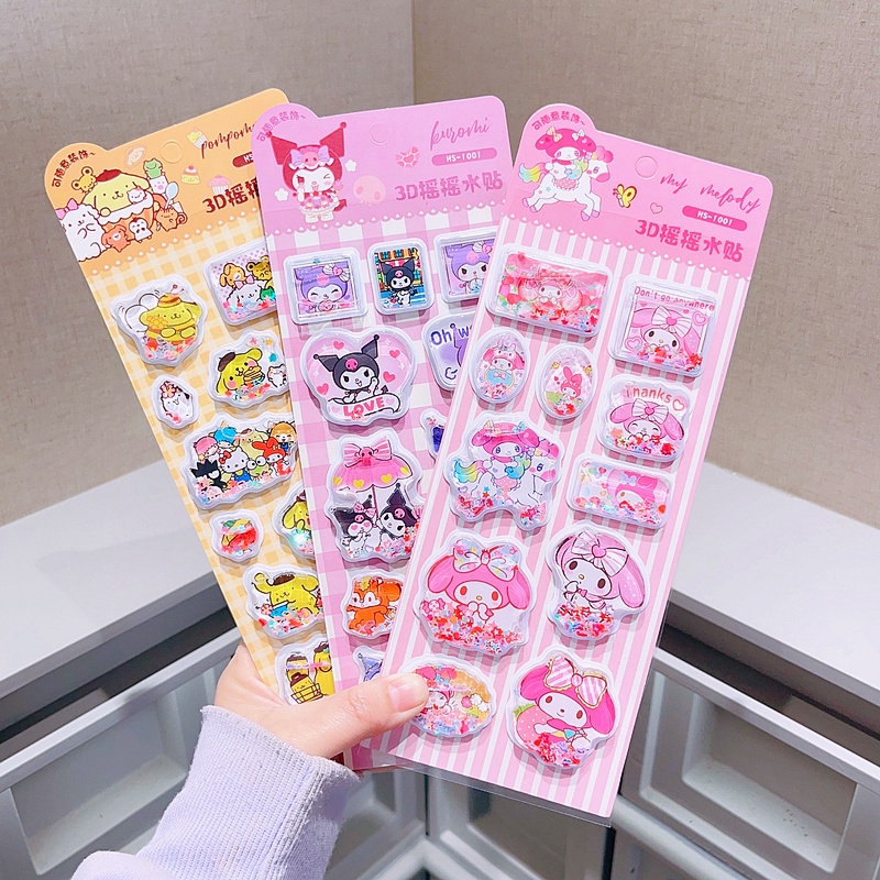 TOYSSAFARI 3D Stickers Sanrio Cute Shinny Bling Sequin Water Shake ...