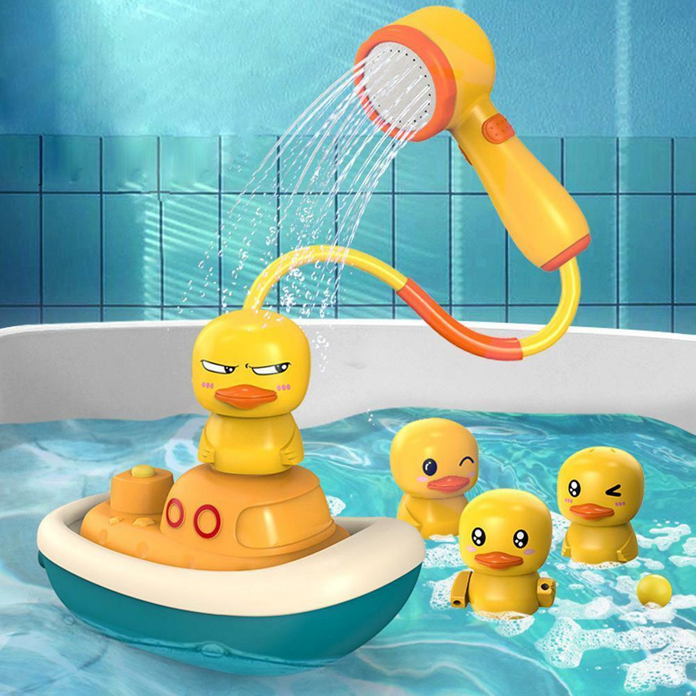 Cute Yellow Duck Baby Faucet Bathing Water Spray Electric Rotating ...