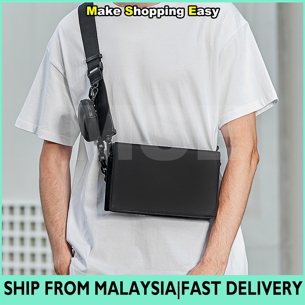 MSE 2 in 1 PU Leather Crossbody Sling Messenger Bag with Small Pouch