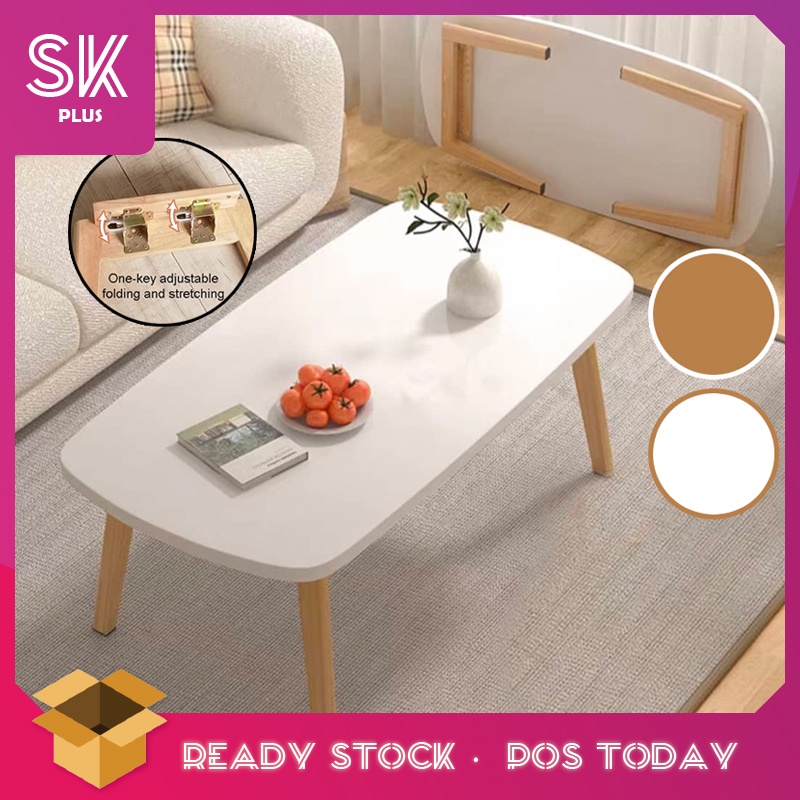 SKPLUS 100CM Coffee Table Small Living Room Table Solid Wood Foldable