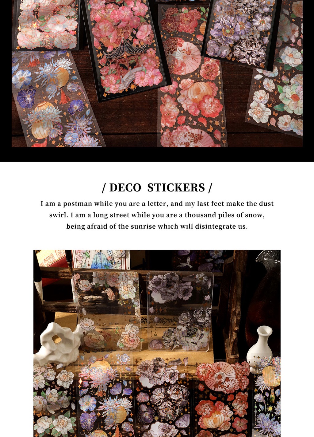 Journamm 3pcs/pack Floral Gold Foil Stickers DIY Cut Collage Journaling ...