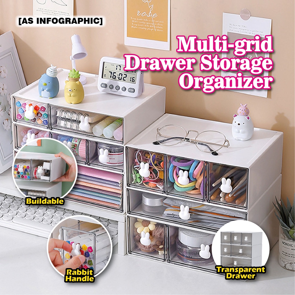 [BH] Buildable Transparent Drawer Small Accessory Stationery Desk Decor ...