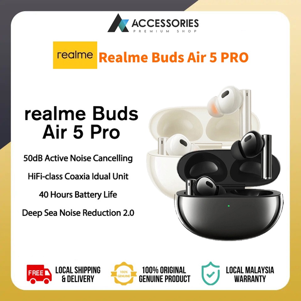 Realme Buds Air 5 Pro Earphones 50dB Active Noise Cancelling LDAC