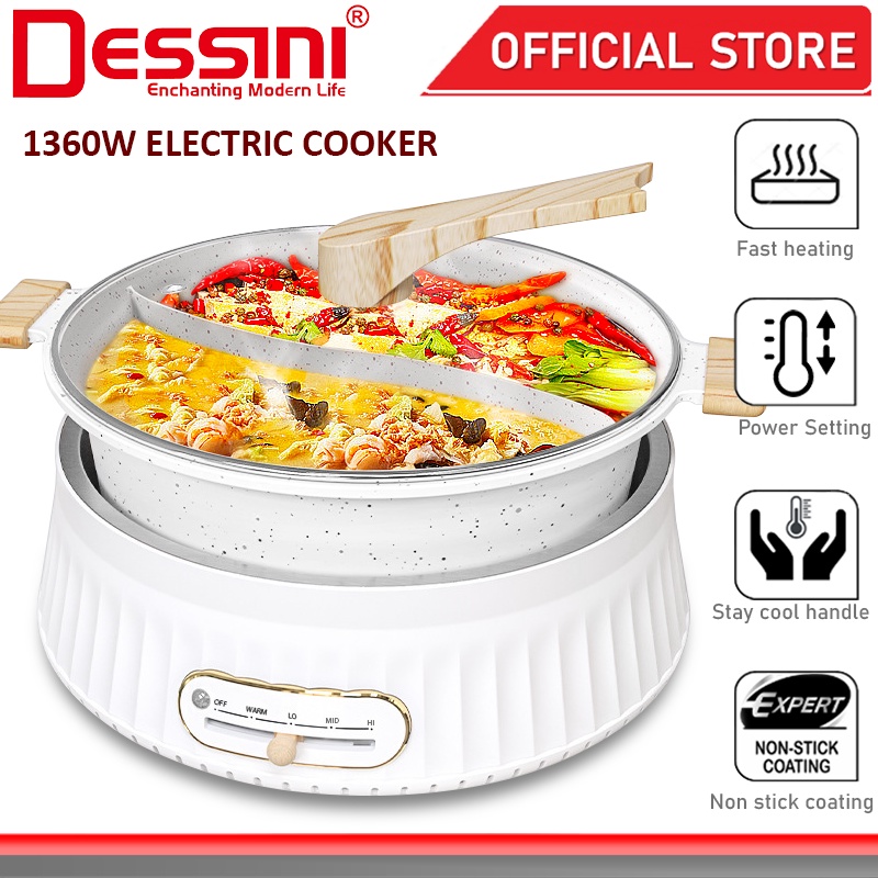 DESSINI ITALY Electric Cooker Hot Pot Steamboat Casserole Non Stick ...