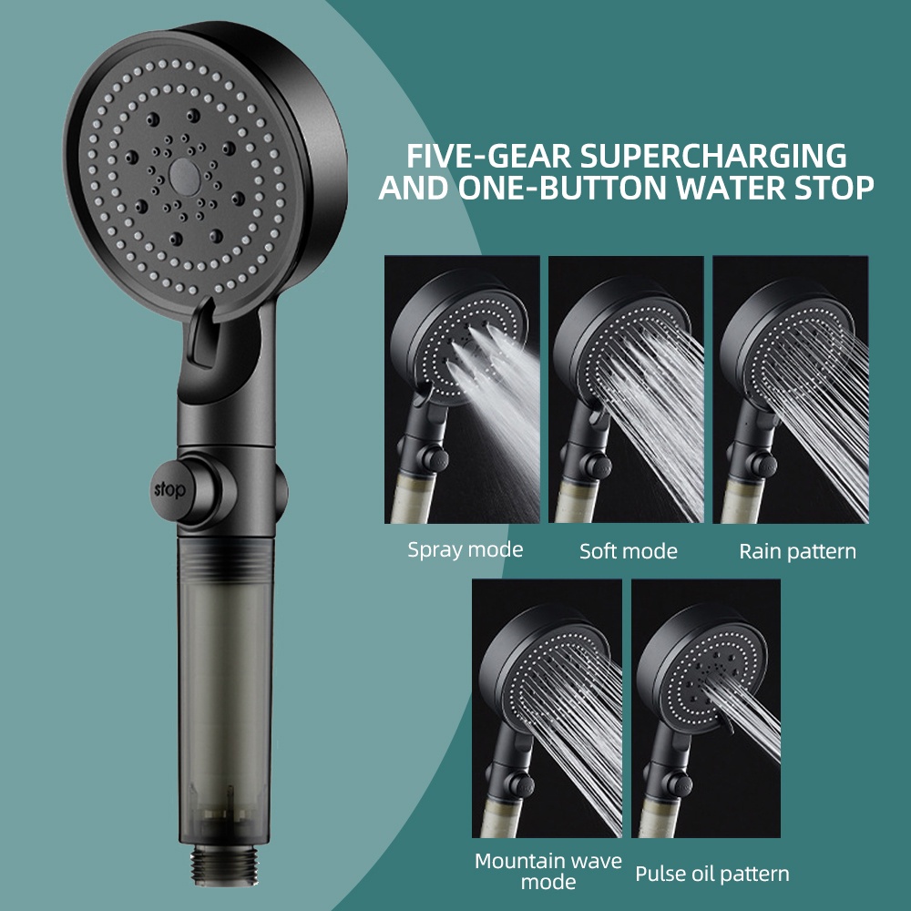 5 Modes Shower Head Adjustable High Pressure Water Saving Shower One ...