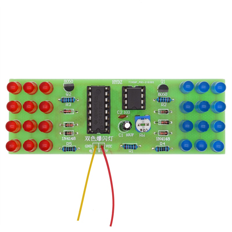 NE555 CD4017 IC LED Electronic Lights Kits Red Blue Dual-Color DIY Kit ...