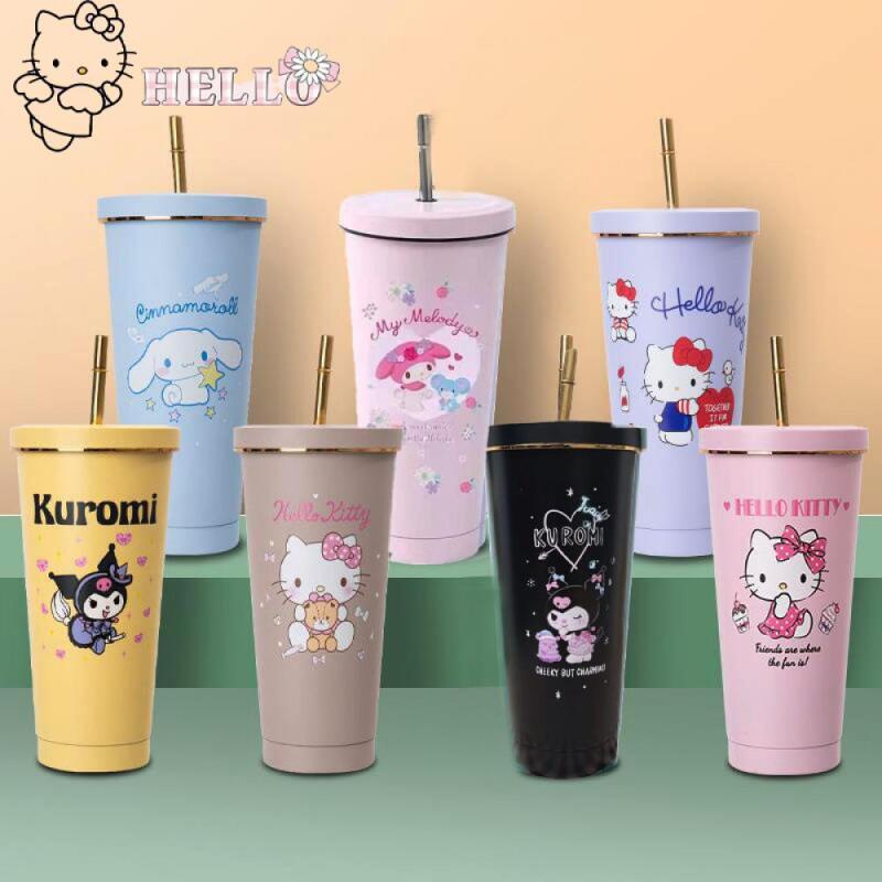 750ml Sanrio Stainless Steel Straw Cup Coffee Cup Cartoon water bottle ...