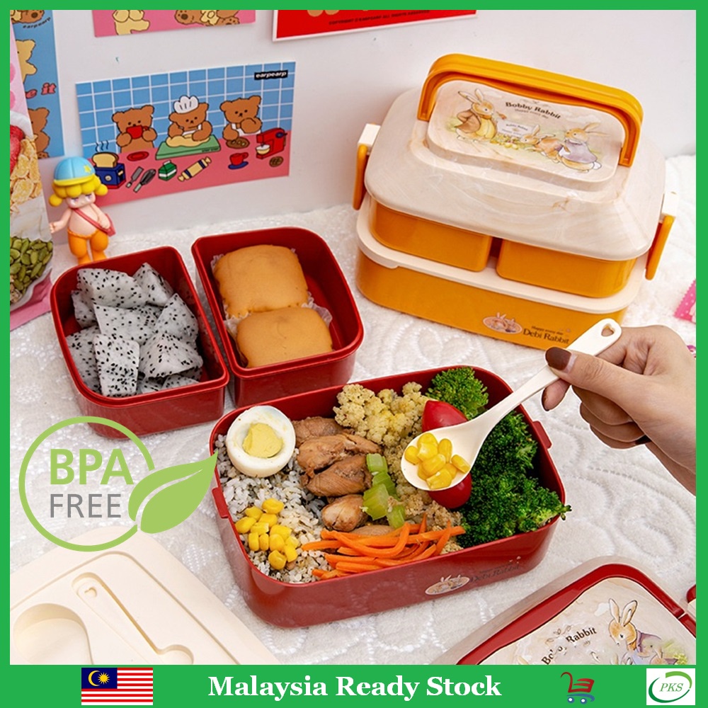 Lunch Box Layered Meals Container Cute Children Bento Box Set Bekas