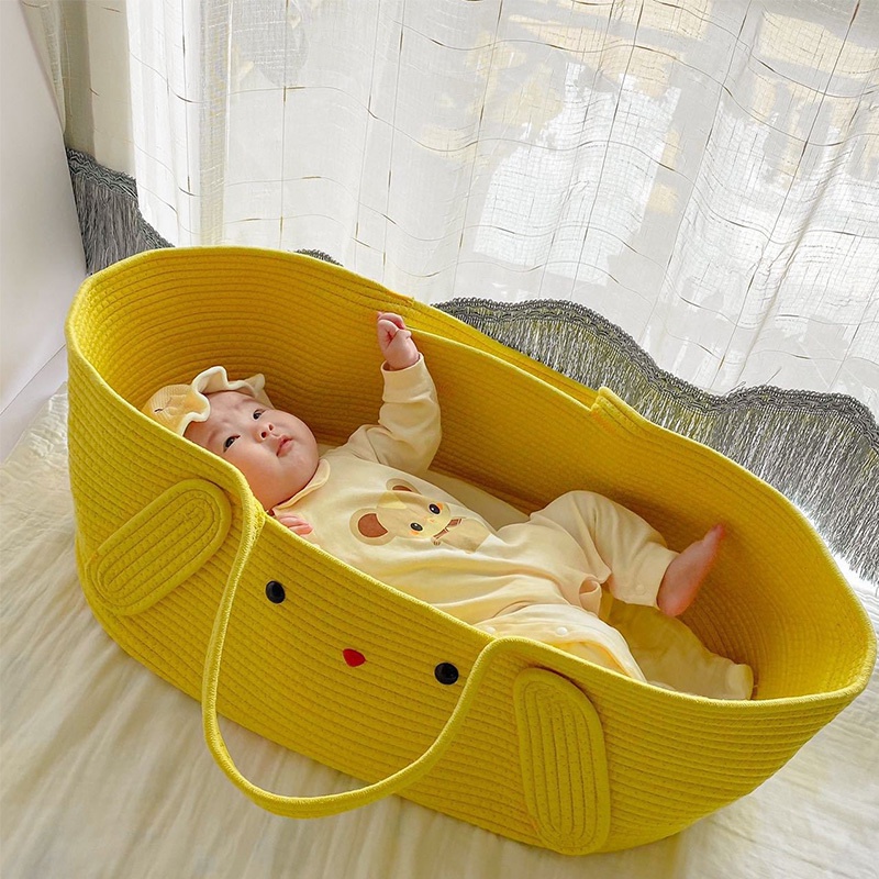 ship in 24H Baby Bassinet Basket Bed Portable Baby Crib Newborn Baby Nest Bed Fence Cotton Woven Shopee Malaysia