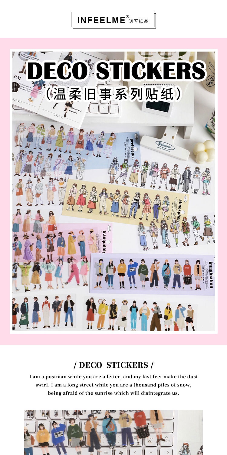 Journamm 3pcs/pack Ins Girl Stickers PET Materials DIY CUT Scrapbook ...