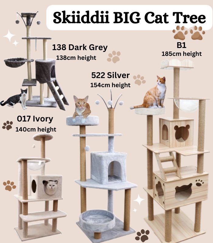 ShopWithJoy 125 cm Large Cat Tree Cat Condo Bed Scratcher House Cat Tower Hammock Cat Tree Rumah Kucing Mainan Kucing Shopee Malaysia