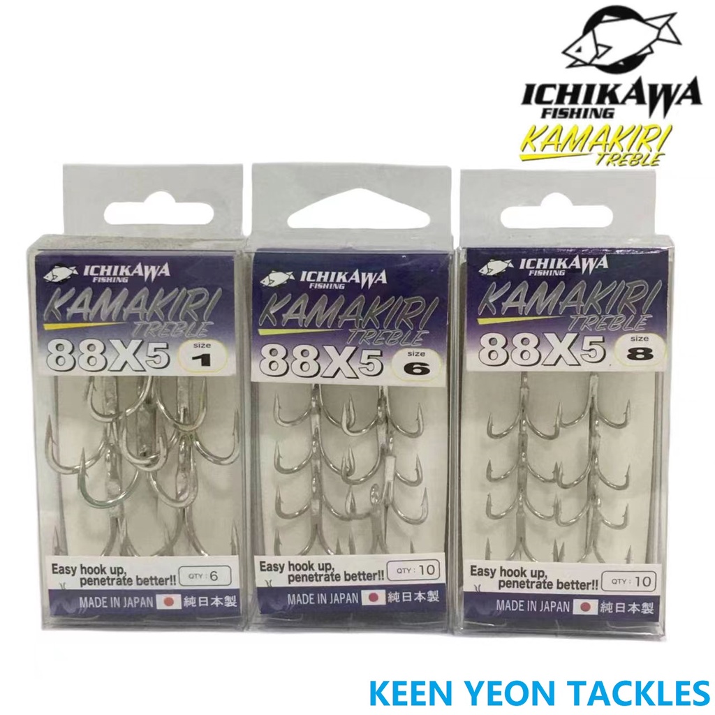 Ichikawa RC Kamakiri Treble Hooks - Coated Freshwater Bass Fishing Hooks Made In Japan