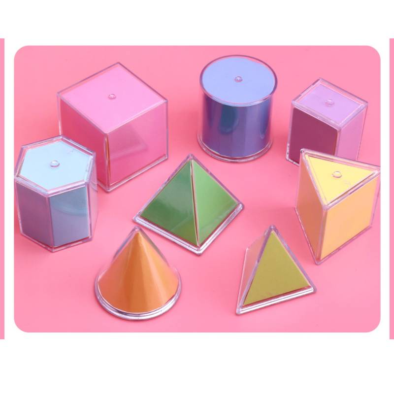 HYC Humey 8pcs Transparent 3D Geometric Solids Model Shape Toy Math ...