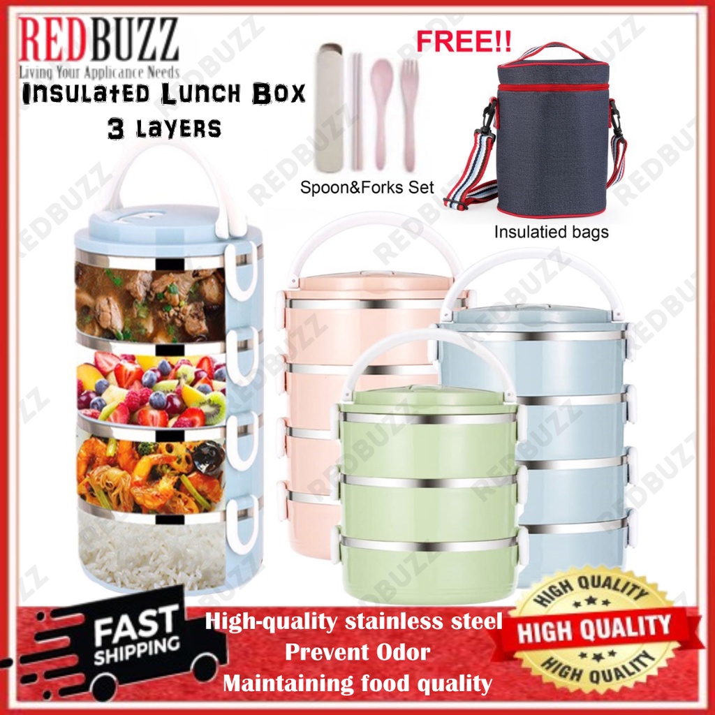 2-Tier Cylinder Lunch Box For Adults, Keep Warm Thermal Food Container, 304  Stainless Steel Stackable Lunch Container With Insulated Bag Microwave