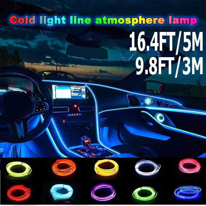 16.4FT 5Meters Car Interior Lighting Auto LED Strip EL Wire Rope Auto ...