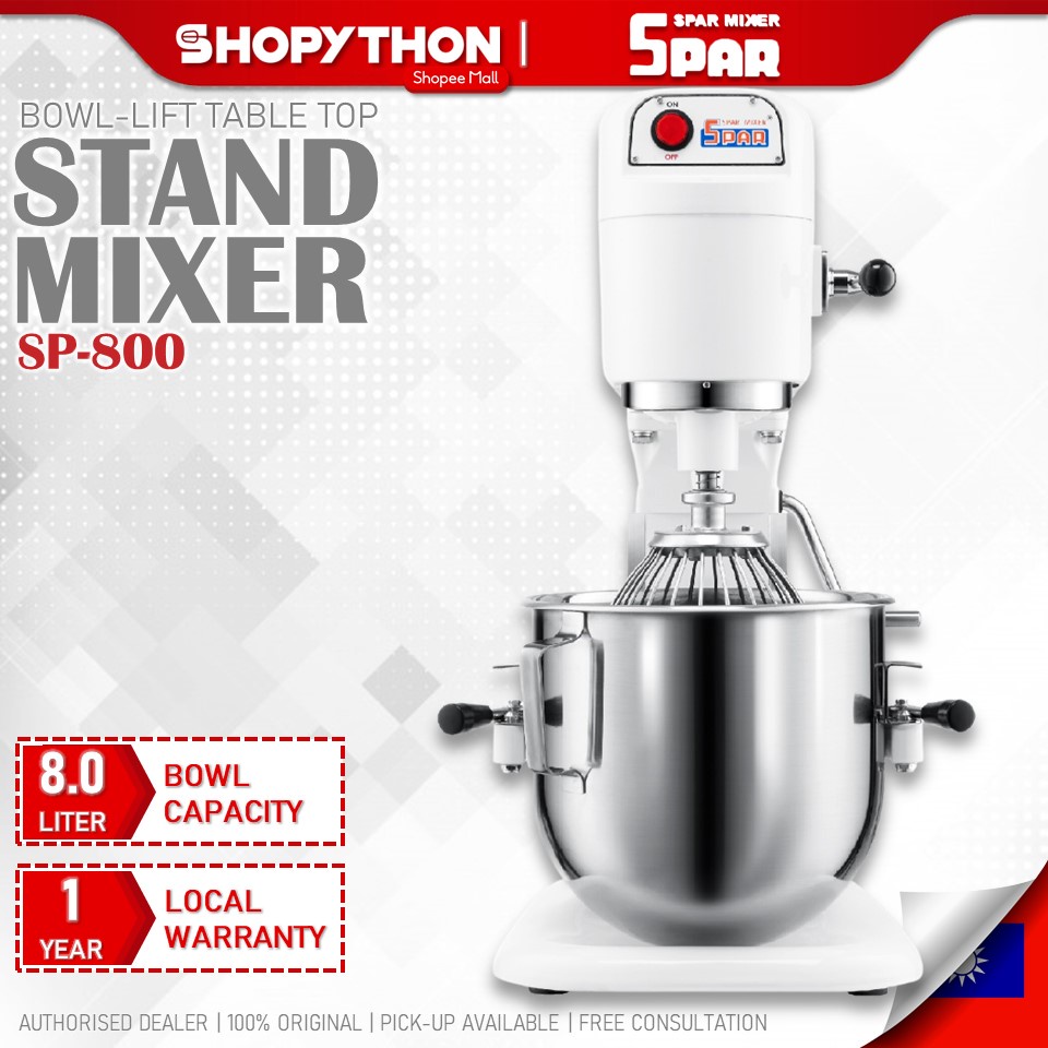 SPAR Table Top Mixer SP800 White (8.0L/180w) Taiwan 8 Liter BowlLift Stand Mixers Heavy Duty