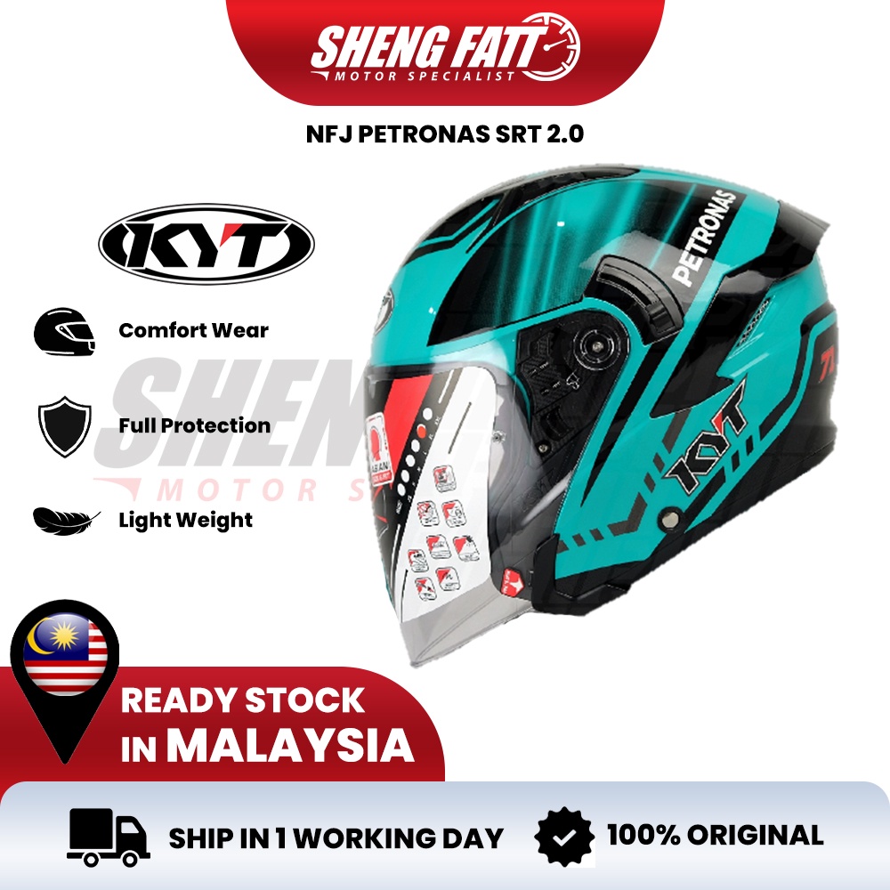 KYT NFJ Petronas SRT 2.0 Helmet Motor Visor Topi Keledar Keselamatan