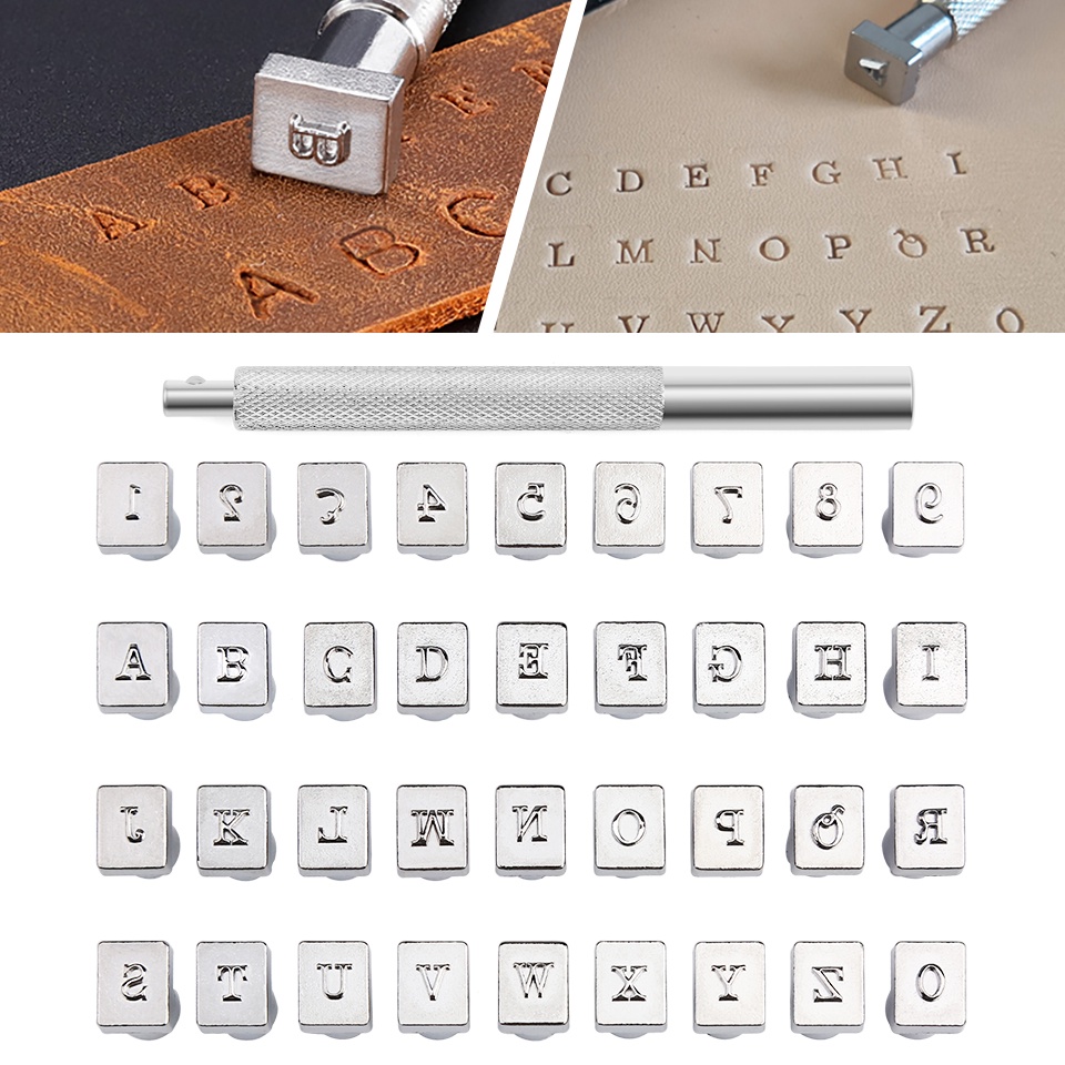 1 Set/36pcs Digital Stamp Leather English Letter Leather Stamping Kit ...