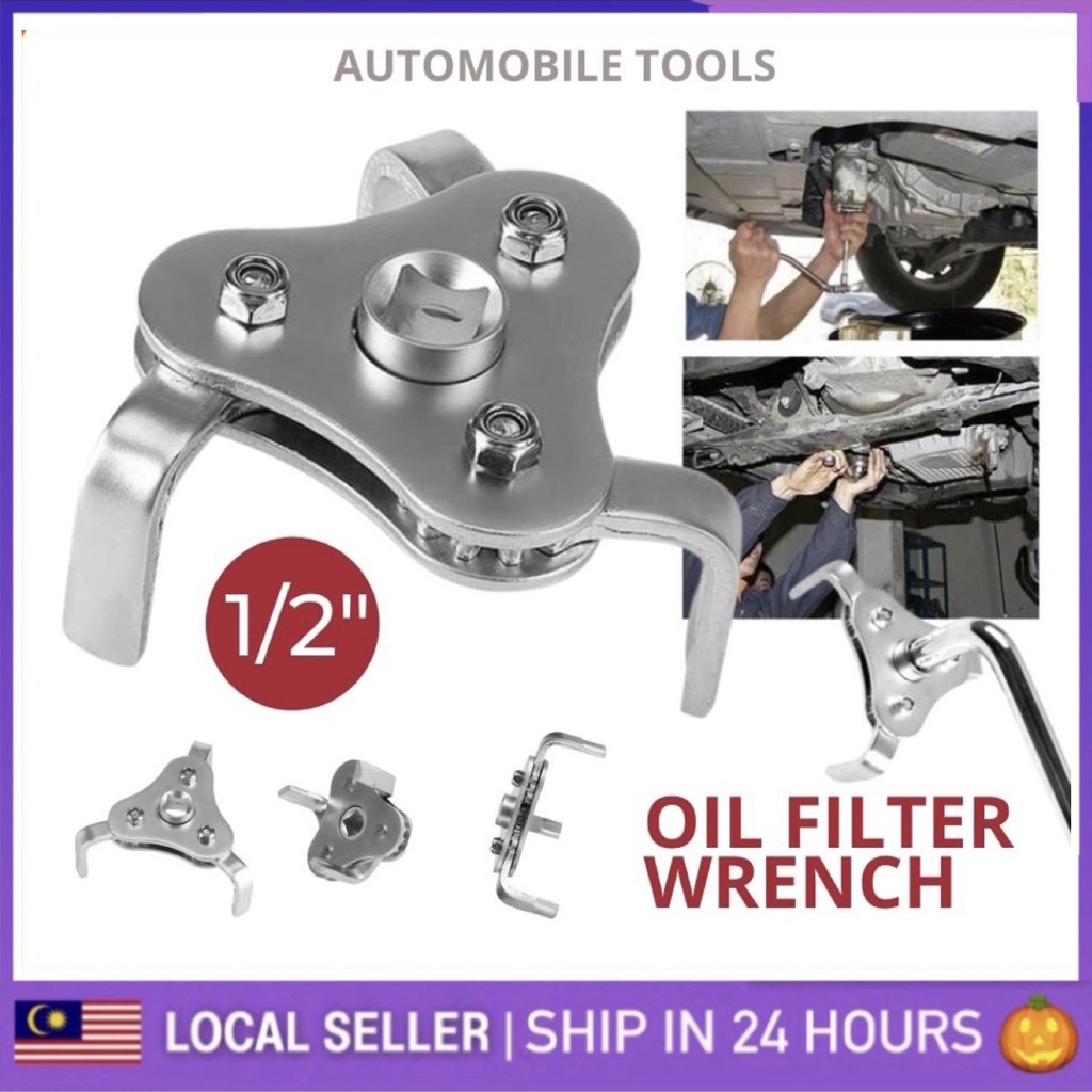Adjustable Oil Filter Wrench Tool with 3 Jaw Remover Tool Durable Handy