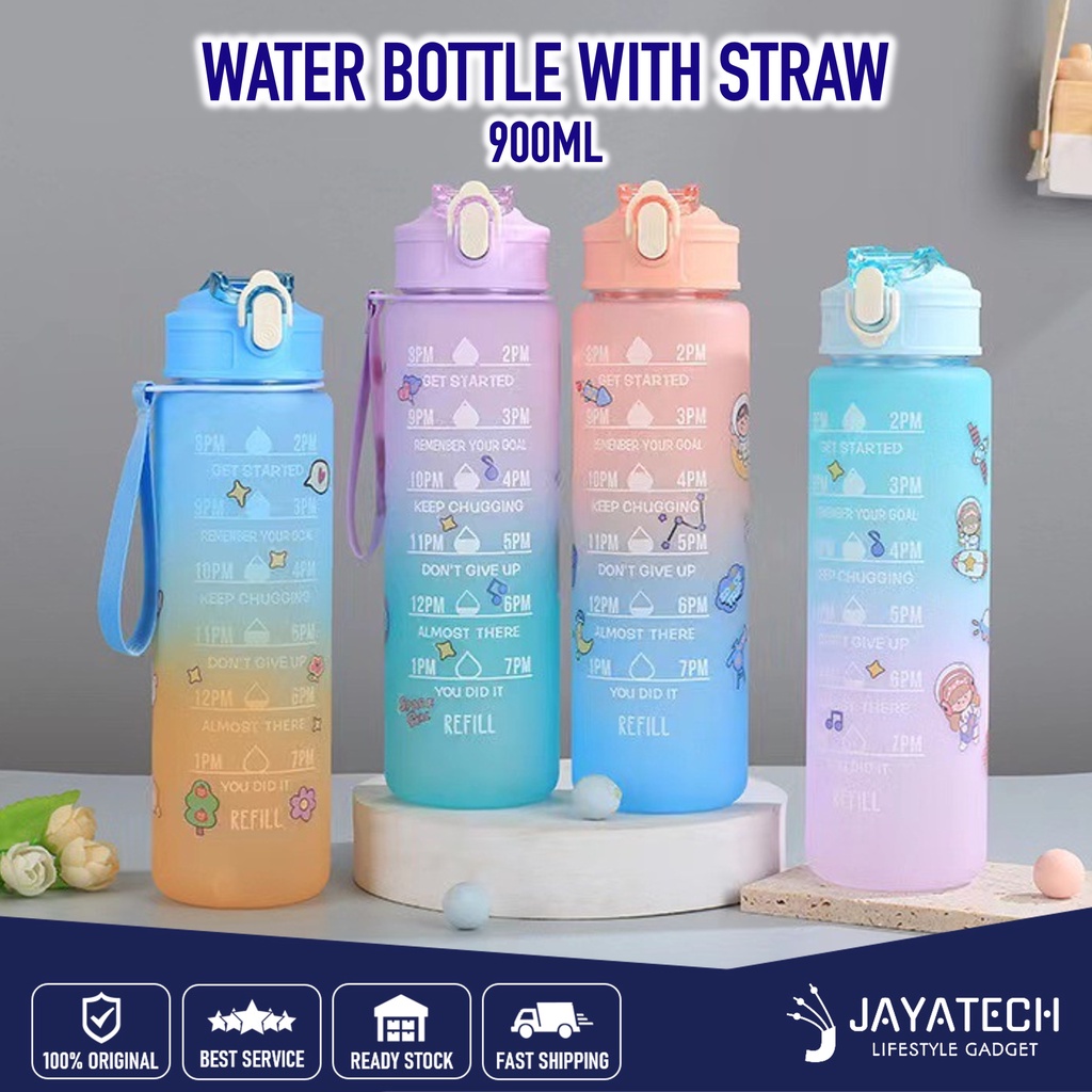 900ml Water Bottle With Straw Plastic Bottle Water Travel Bottle 