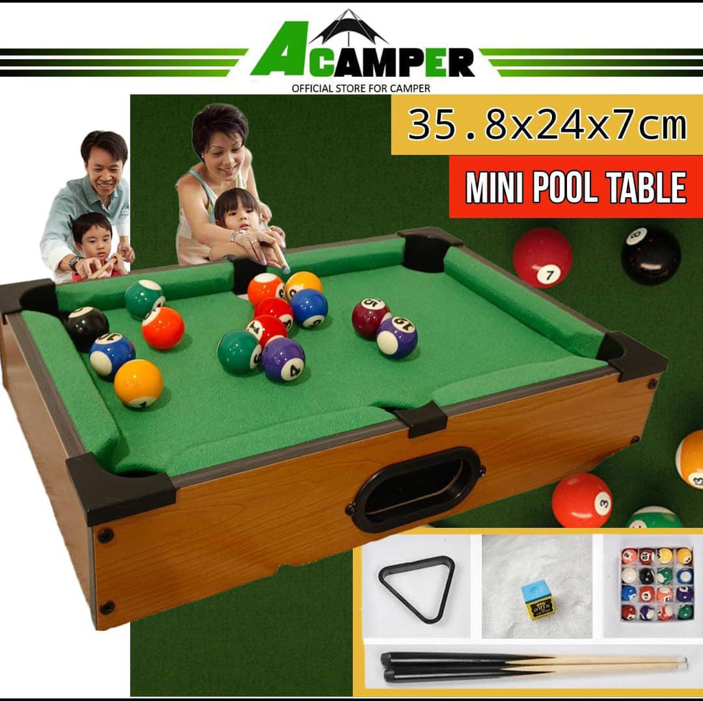 Wooden Portable Compact Mini Tabletop Pool Table Snooker Game Billiards ...