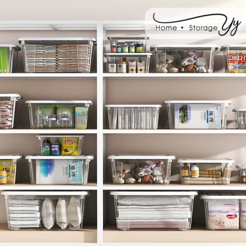 Johor Seller | Clear Transparent Storage Box Kotak Simpanan Roda ...