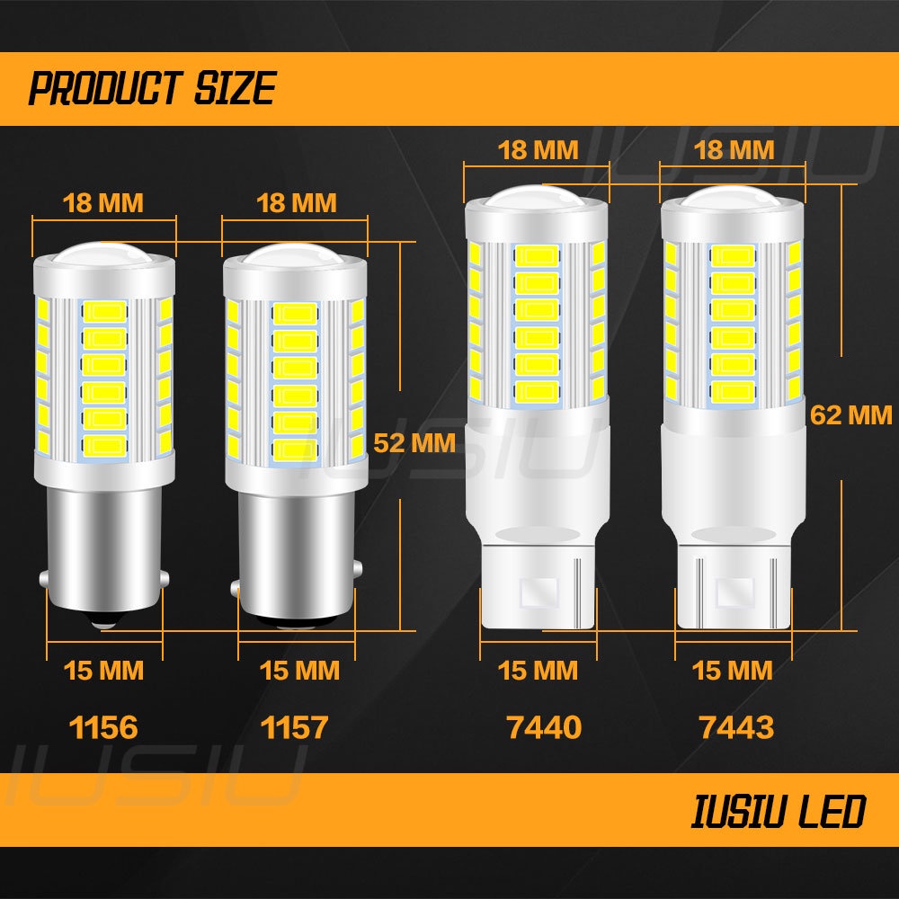 YM E-Bright 2Pcs 1156 1157 7443 12V LED Turn Signal Lights – 5730 33SMD Parking Lights