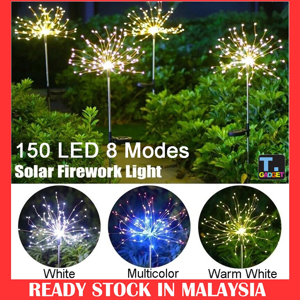 150 LED 8 Modes Solar Firework Light Outdoor Waterproof String Lighting ...